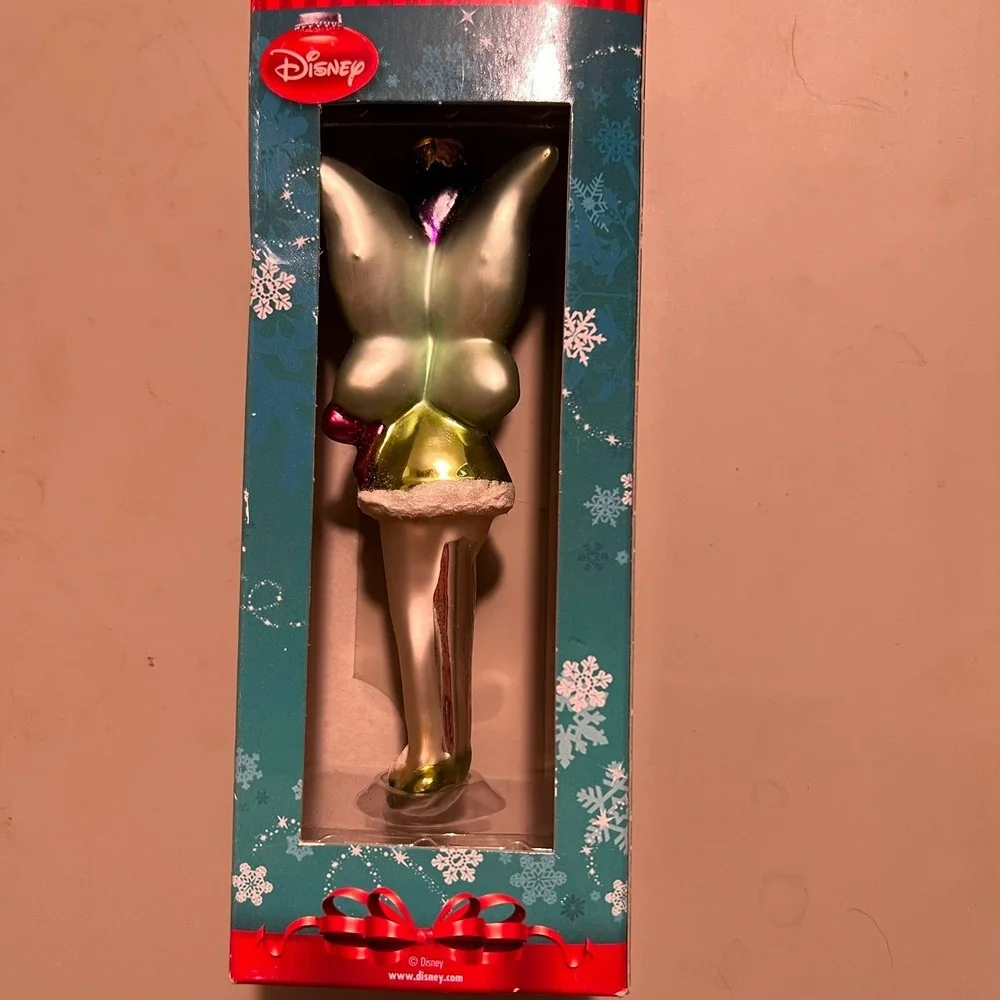 Disney Tinker Bell Christmas Ornament‎ Glass Holiday Fairy Peter Pan Green New